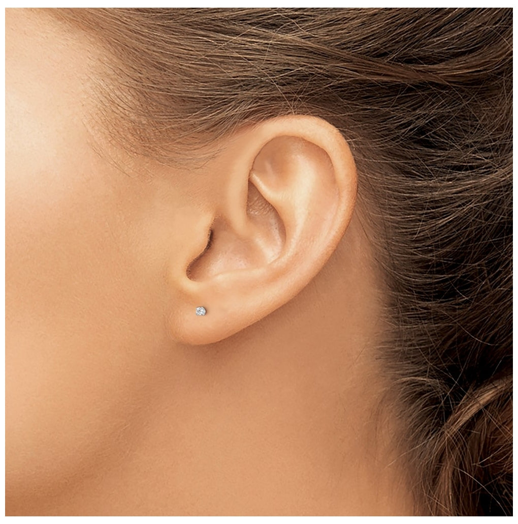 Sterling Silver Madi K Rhodium-plated 2mm Round Cubic Zirconia Children's Stud Earrings
