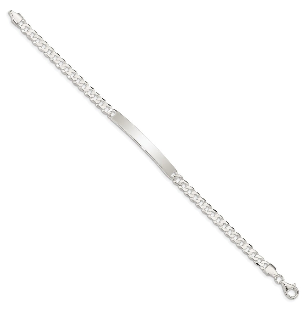 Sterling Silver Curb Link ID Bracelet, Length 7.5 In – Elegant Jewelry Gift for Birthday, Anniversary, Engagement, Wedding
