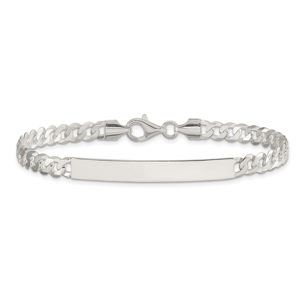Sterling Silver Curb Link ID Bracelet, Length 7.5 In – Elegant Jewelry Gift for Birthday, Anniversary, Engagement, Wedding