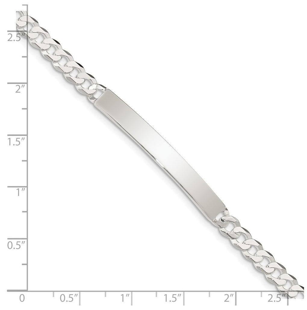 Sterling Silver Curb Link ID Bracelet, Length 7.5 In – Elegant Jewelry Gift for Birthday, Anniversary, Engagement, Wedding
