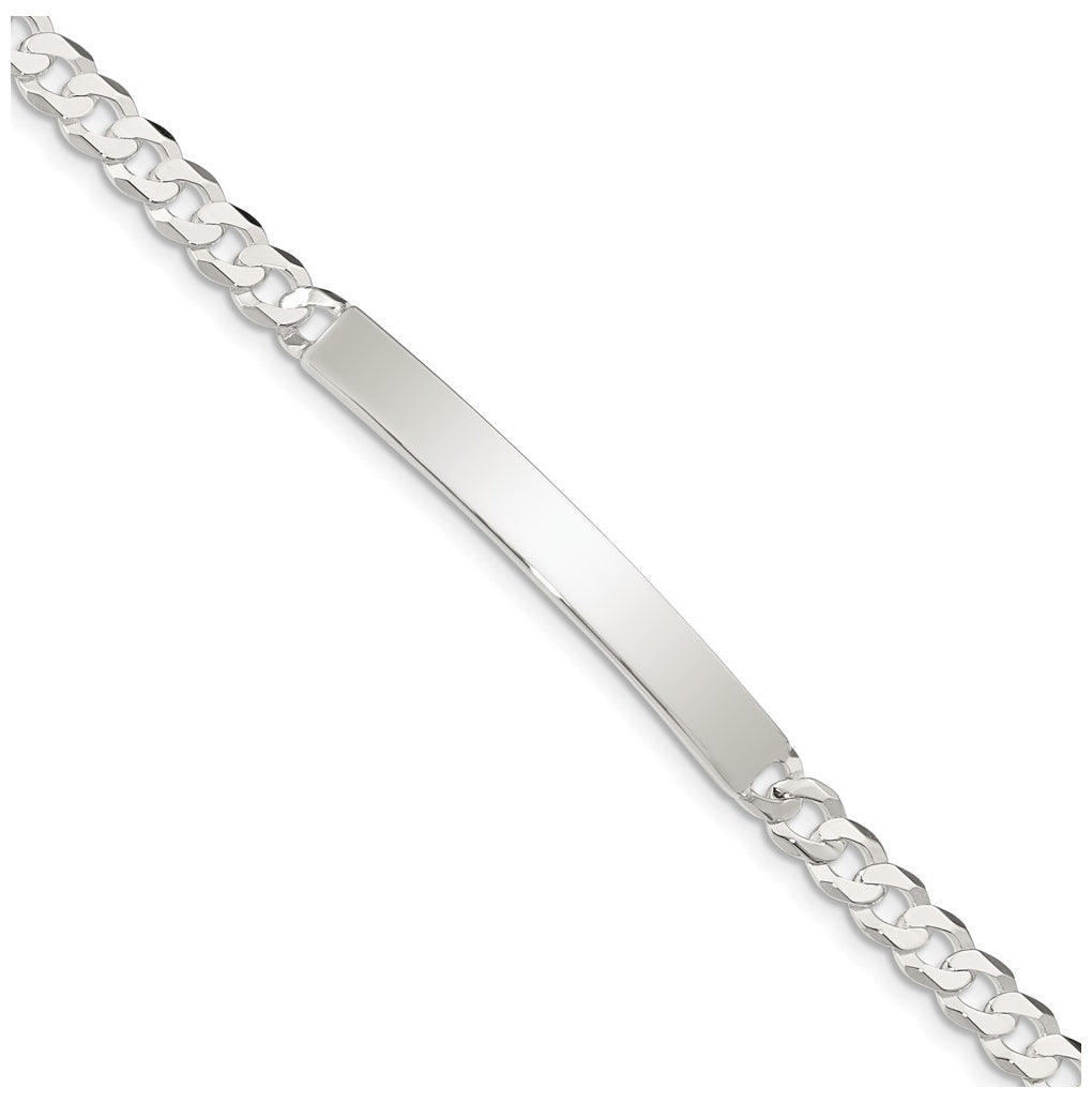 Sterling Silver Curb Link ID Bracelet, Length 7.5 In – Elegant Jewelry Gift for Birthday, Anniversary, Engagement, Wedding