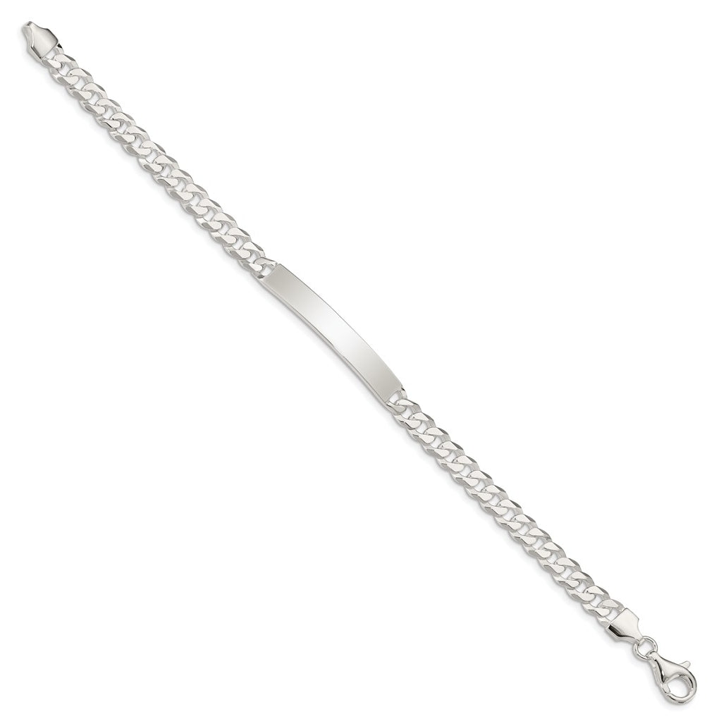 Sterling Silver Polished Curb Link ID Bracelet – Elegant Jewelry Gift for Birthday, Anniversary, Engagement, Wedding
