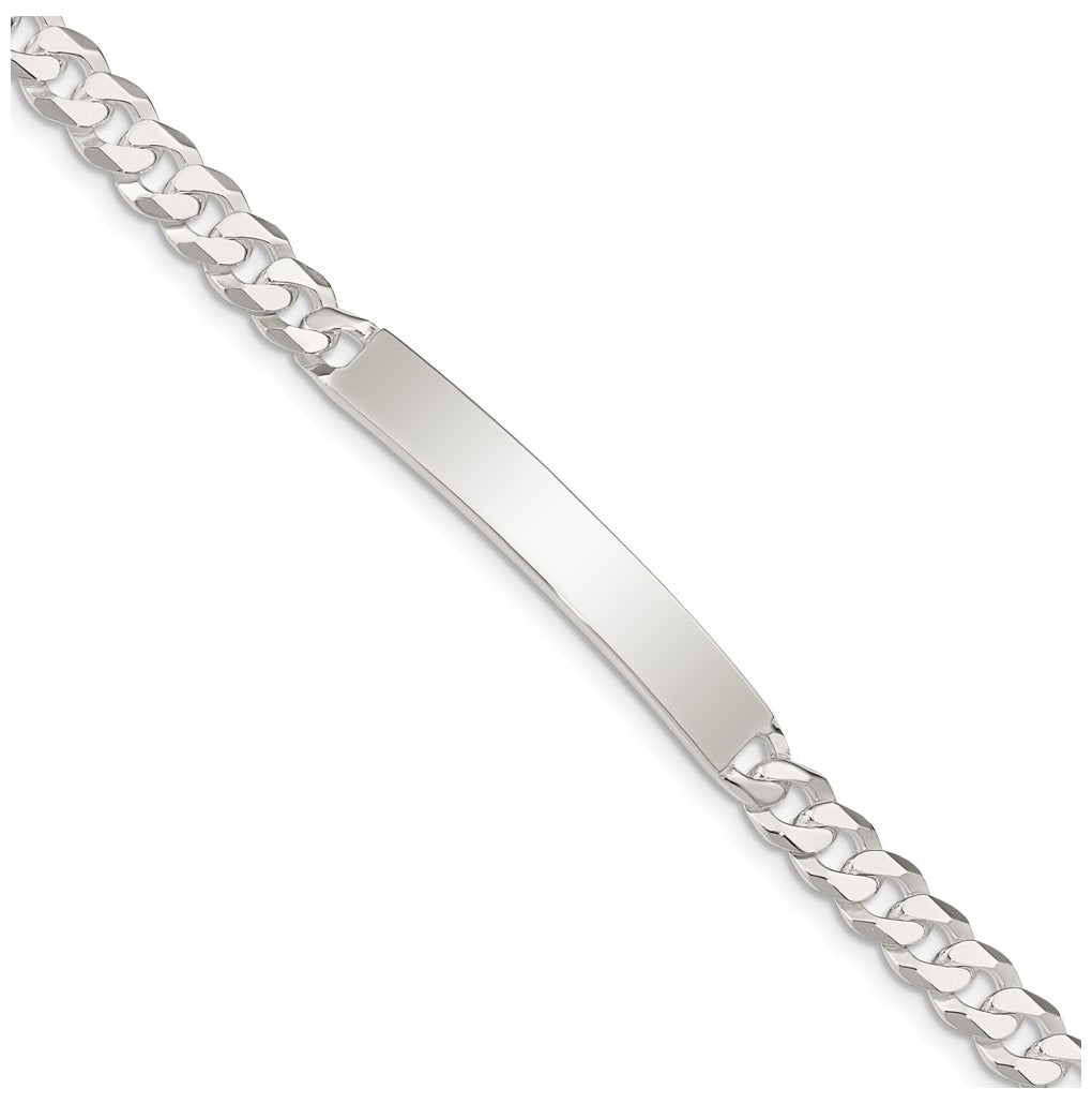 Sterling Silver Polished Curb Link ID Bracelet – Elegant Jewelry Gift for Birthday, Anniversary, Engagement, Wedding