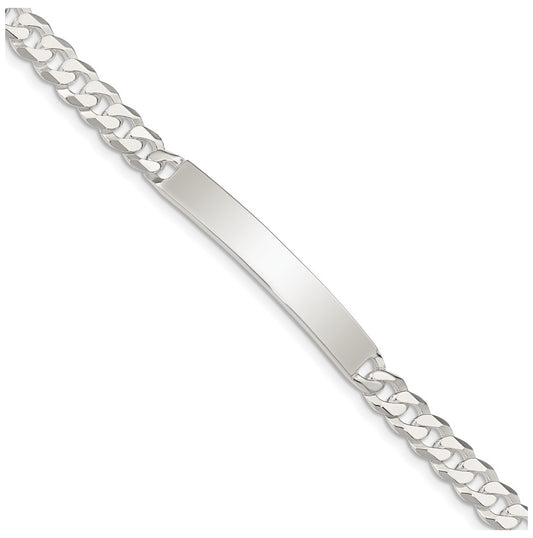 Sterling Silver Polished Curb Link ID Bracelet – Elegant Jewelry Gift for Birthday, Anniversary, Engagement, Wedding