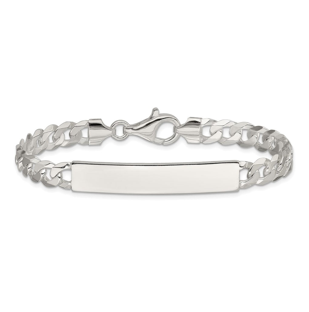 Sterling Silver Curb Link ID Bracelet – Elegant Jewelry Gift for Birthday, Anniversary, Engagement, Wedding