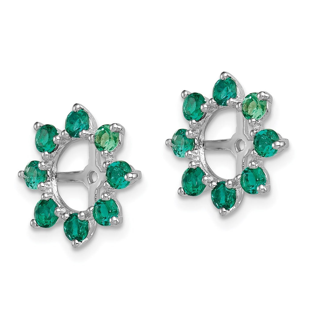Sterling Silver Rhodium Created Emerald Earring Jacket – Elegant Jewelry Gift for Birthday, Anniversary, Engagement, Wedding