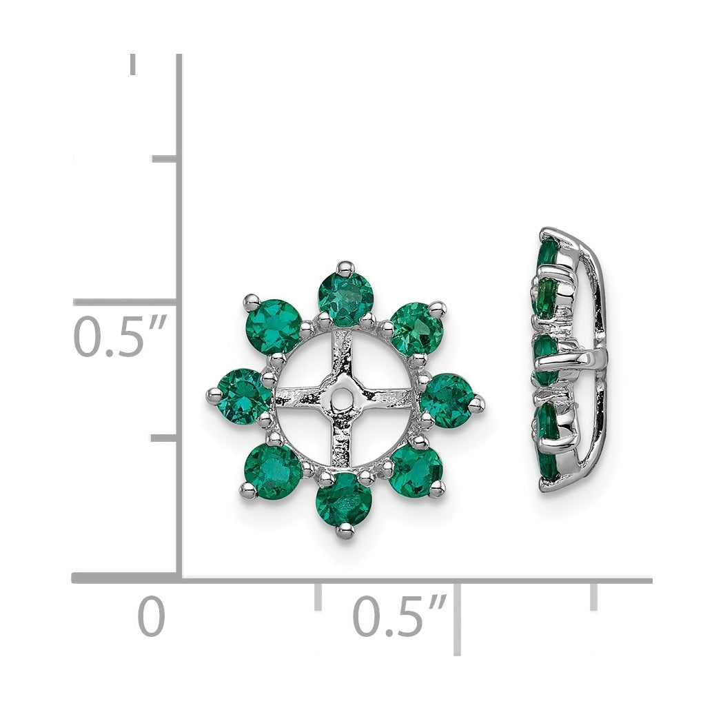 Sterling Silver Rhodium Created Emerald Earring Jacket – Elegant Jewelry Gift for Birthday, Anniversary, Engagement, Wedding