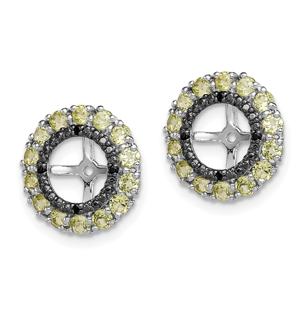 Sterling Silver Rhodium Peridot & Black Sapphire Earring Jacket – Elegant Jewelry Gift for Birthday, Anniversary, Engagement, Wedding