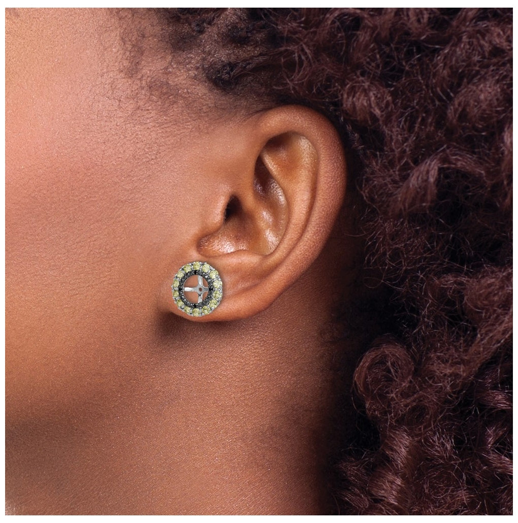 Sterling Silver Rhodium Peridot & Black Sapphire Earring Jacket – Elegant Jewelry Gift for Birthday, Anniversary, Engagement, Wedding