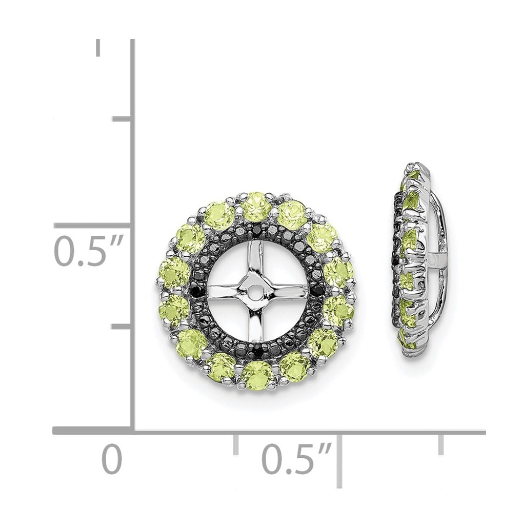 Sterling Silver Rhodium Peridot & Black Sapphire Earring Jacket – Elegant Jewelry Gift for Birthday, Anniversary, Engagement, Wedding
