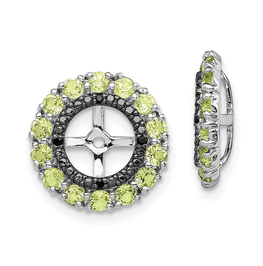 Sterling Silver Rhodium Peridot & Black Sapphire Earring Jacket – Elegant Jewelry Gift for Birthday, Anniversary, Engagement, Wedding