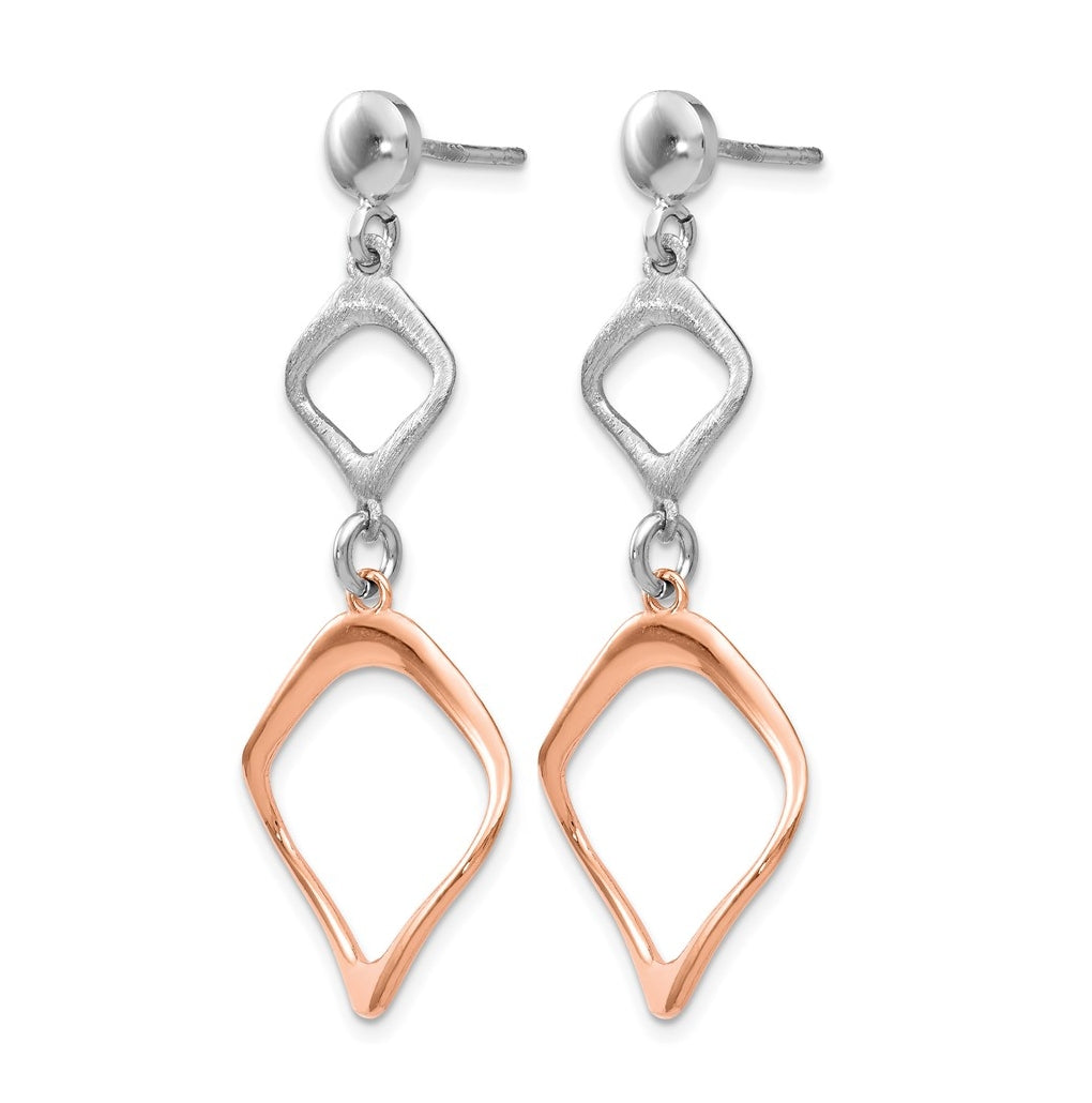 Leslie's Sterling Silver Rose Gold-plated Post Dangle Earrings – Elegant Jewelry Gift for Birthday, Anniversary, Engagement, Wedding