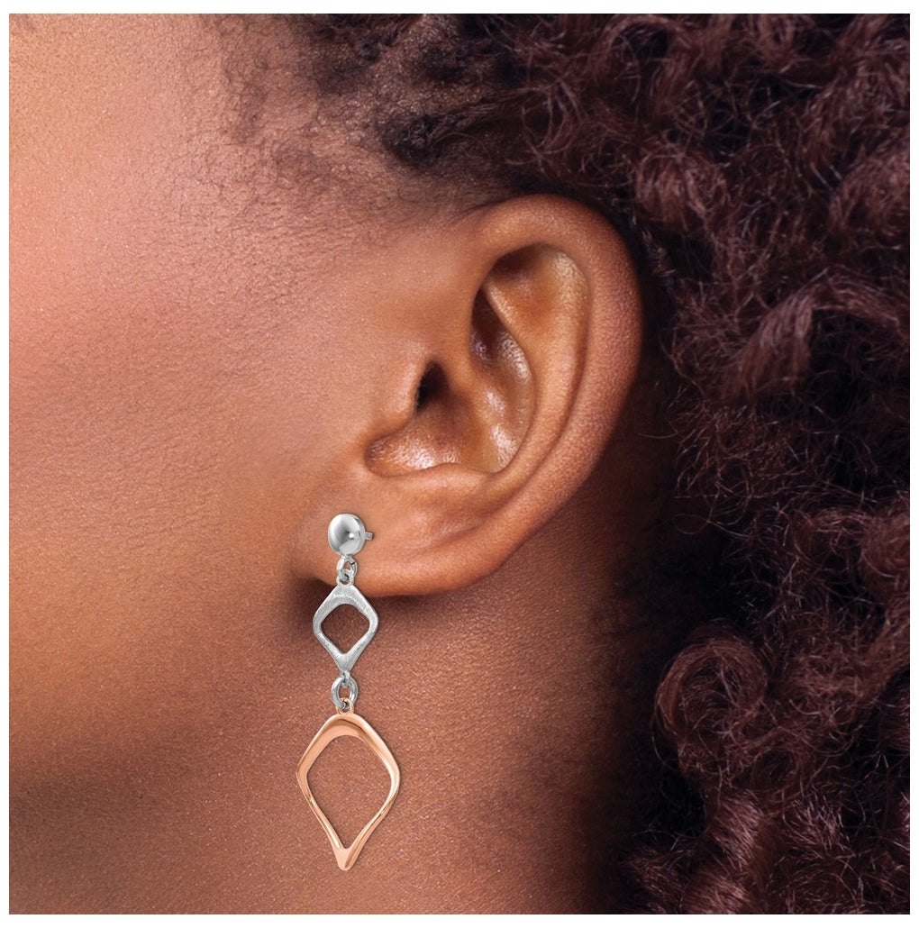 Leslie's Sterling Silver Rose Gold-plated Post Dangle Earrings – Elegant Jewelry Gift for Birthday, Anniversary, Engagement, Wedding
