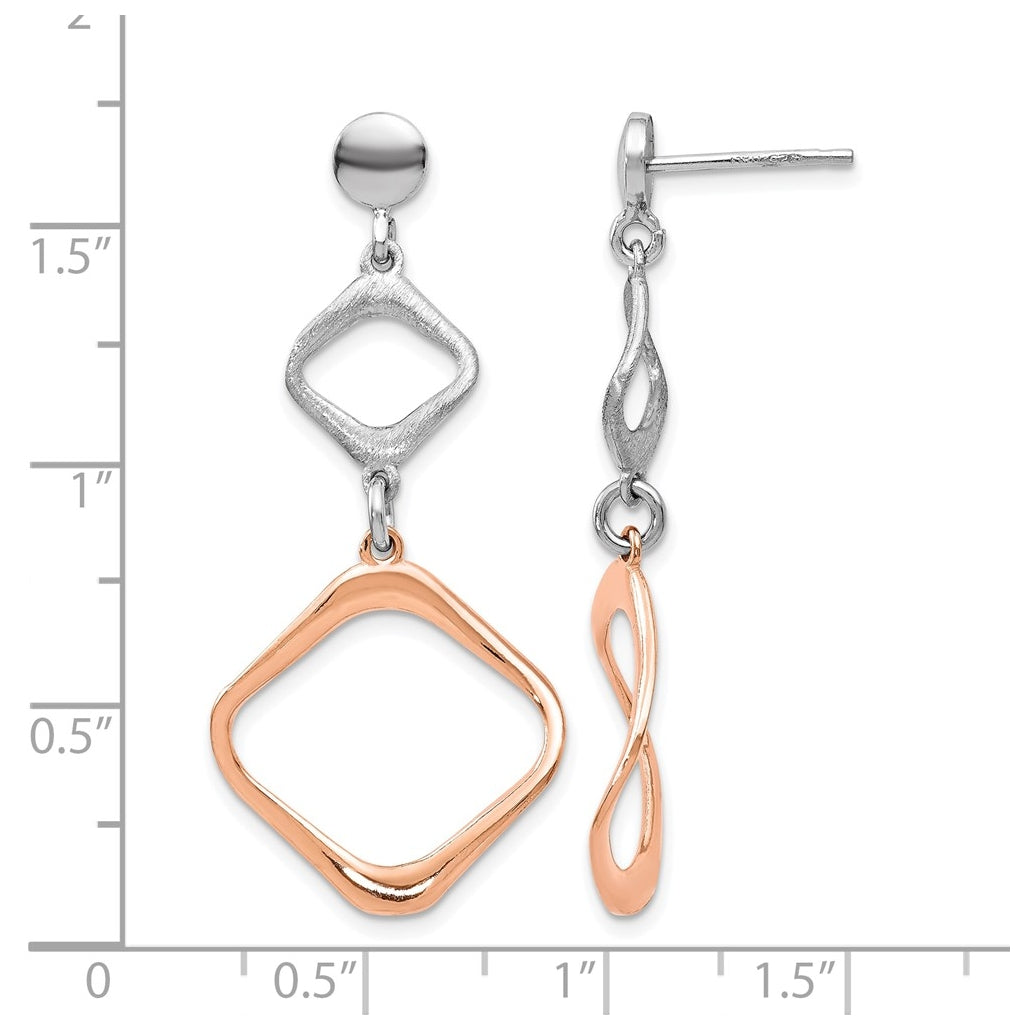 Leslie's Sterling Silver Rose Gold-plated Post Dangle Earrings – Elegant Jewelry Gift for Birthday, Anniversary, Engagement, Wedding