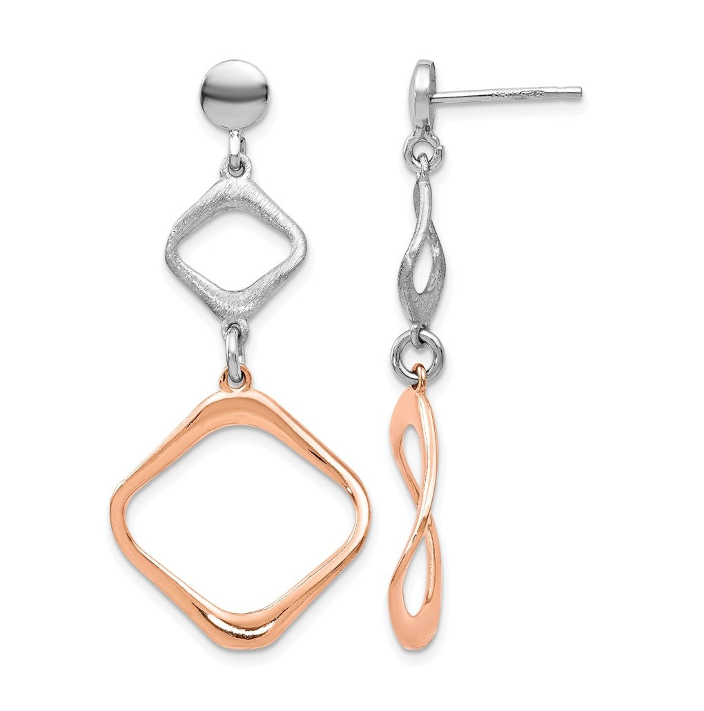 Leslie's Sterling Silver Rose Gold-plated Post Dangle Earrings – Elegant Jewelry Gift for Birthday, Anniversary, Engagement, Wedding