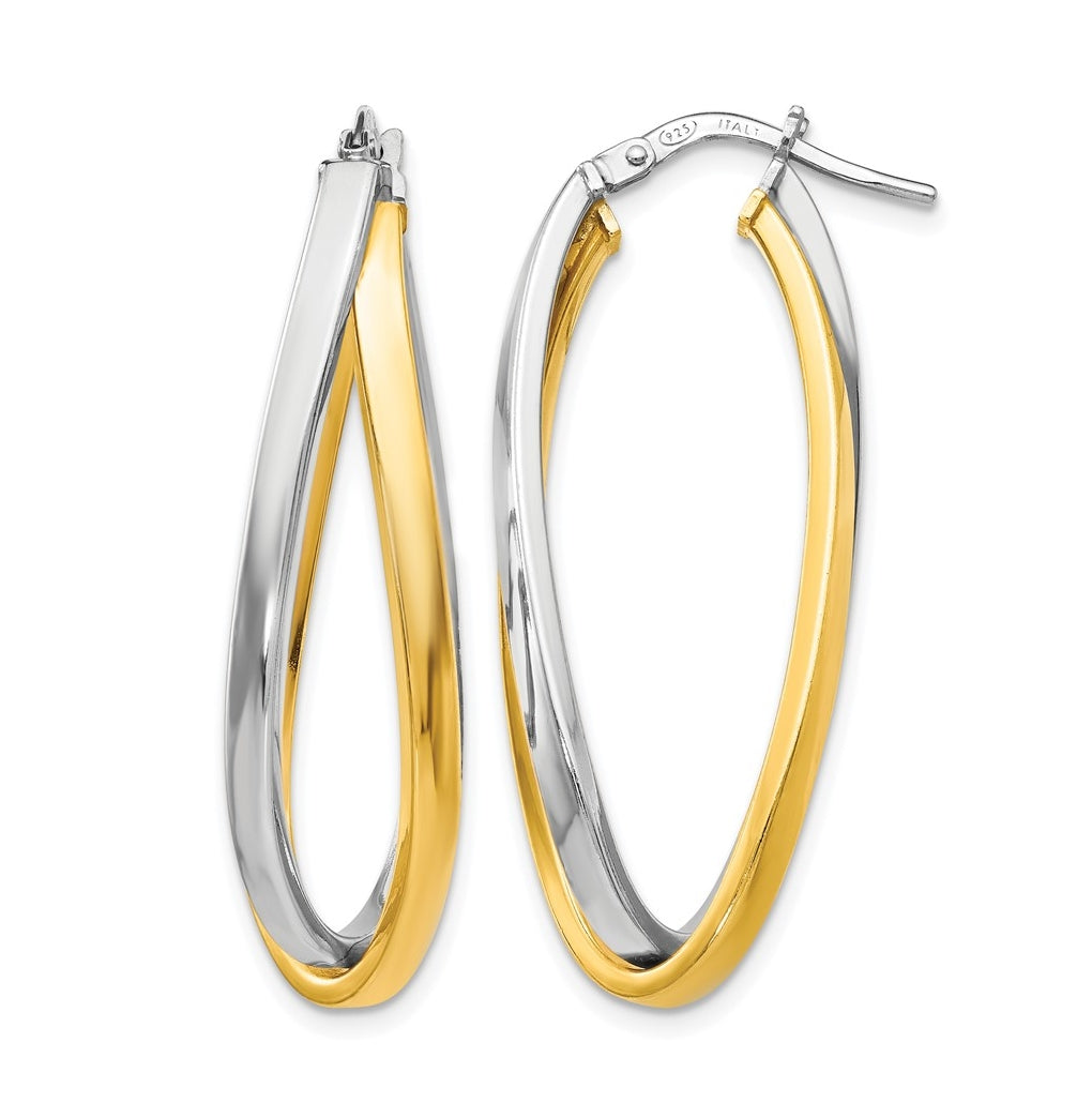 Leslie's Sterling Silver Gold-tone Polished Hoop Earrings – Elegant Jewelry Gift for Birthday, Anniversary, Engagement, Wedding