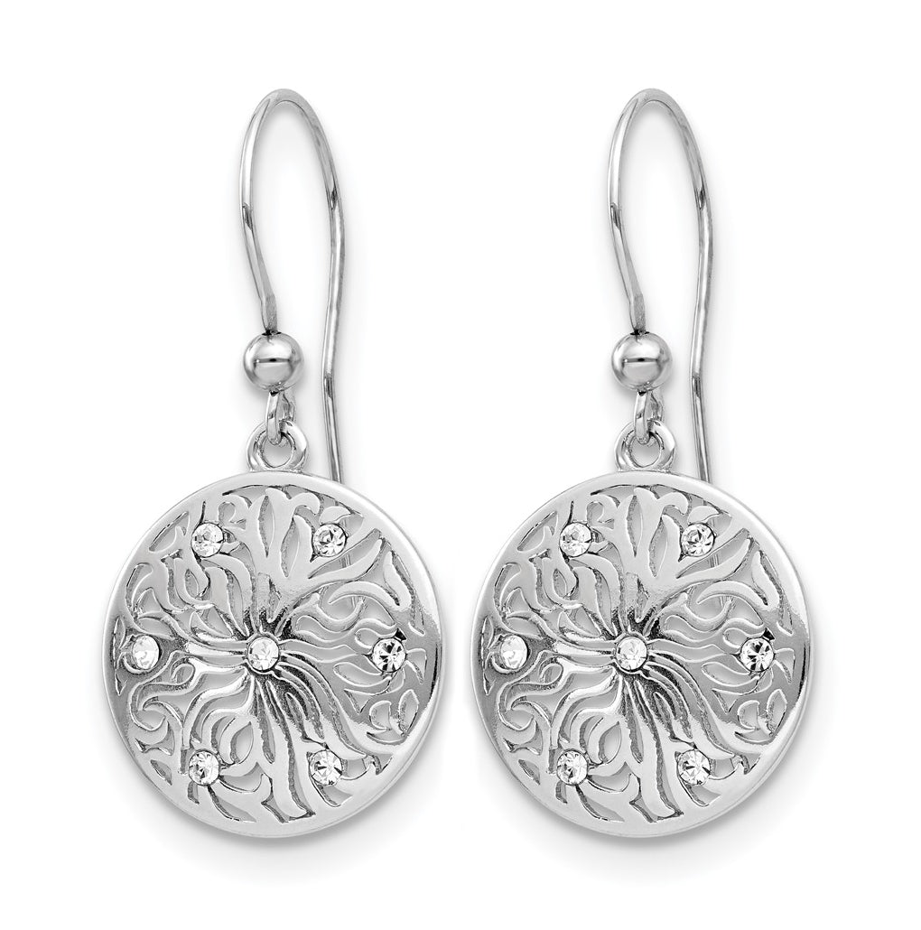 Leslie's Sterling Silver Rhodium-plated Polished Cubic Zirconia Dangle Earrings – Elegant Jewelry Gift for Birthday, Anniversary, Engagement, Wedding