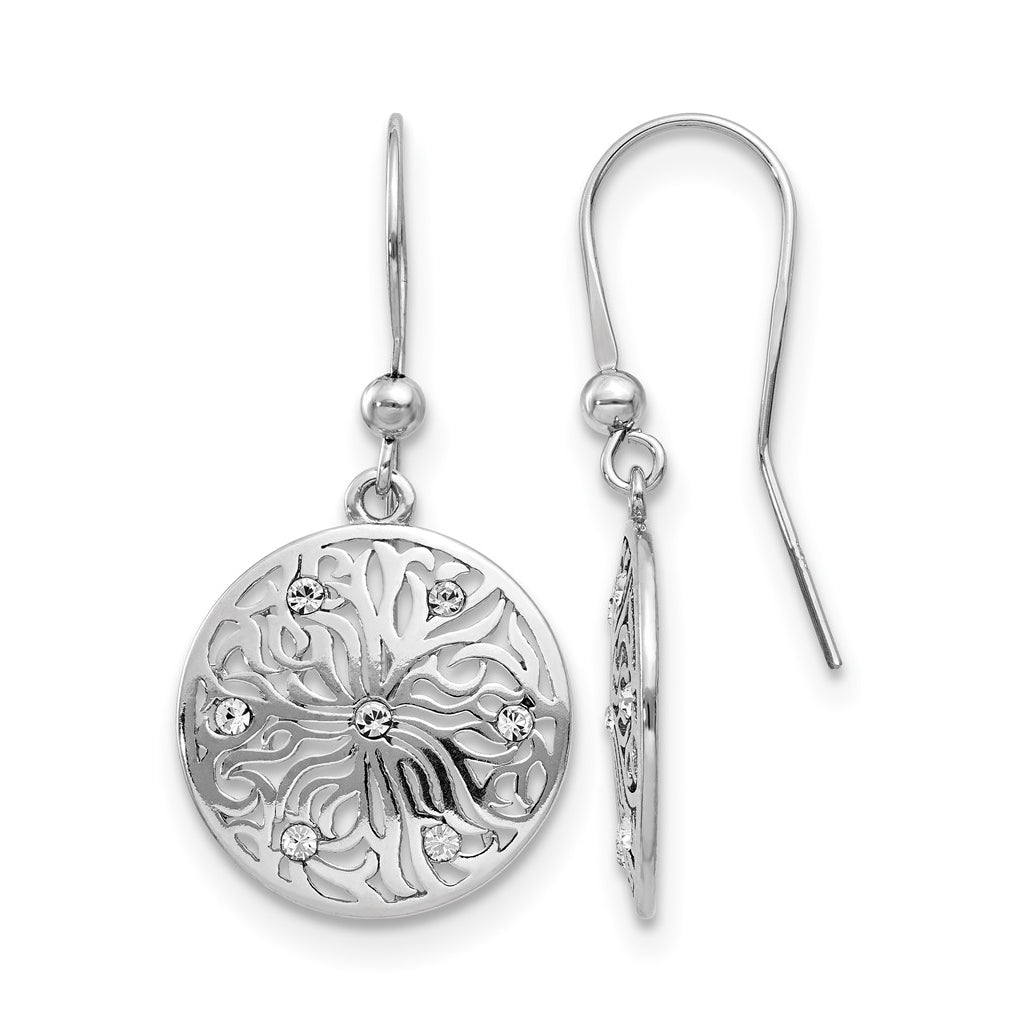 Leslie's Sterling Silver Rhodium-plated Polished Cubic Zirconia Dangle Earrings – Elegant Jewelry Gift for Birthday, Anniversary, Engagement, Wedding