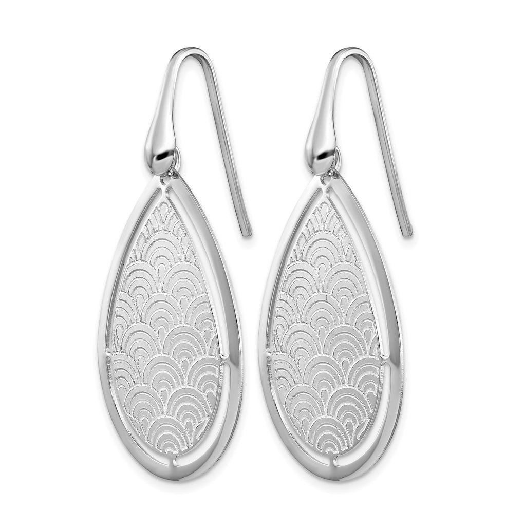 Leslie's Sterling Silver RH-plt Brushed/Polished Laser Cut Dangle Earrings – Elegant Jewelry Gift for Birthday, Anniversary, Engagement, Wedding