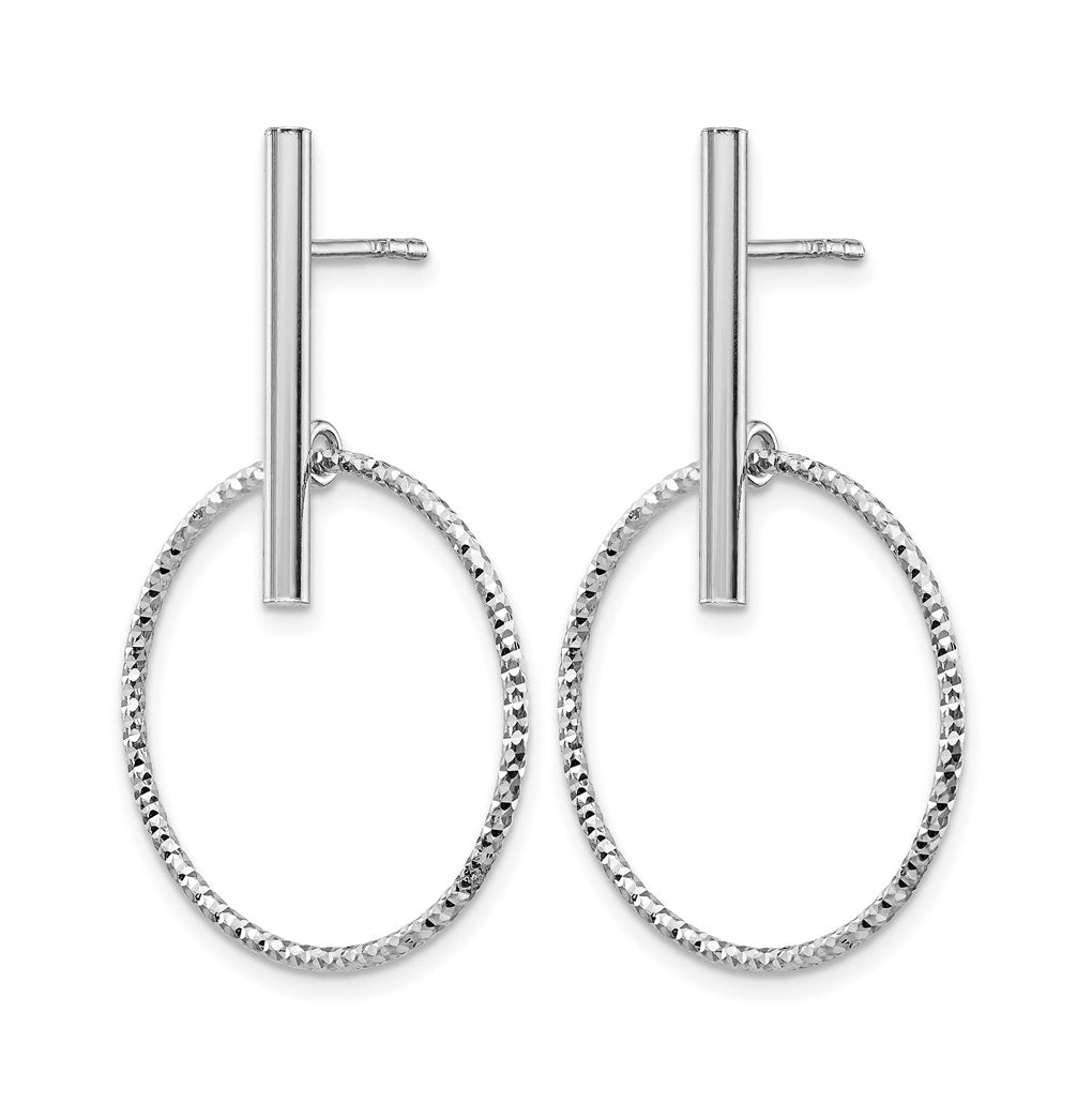 Leslie's Sterling Silver Rhodium Plated Radiant Essence Diamond Cut Post Dangle Earrings – Elegant Jewelry Gift for Birthday, Anniversary, Engagement, Wedding