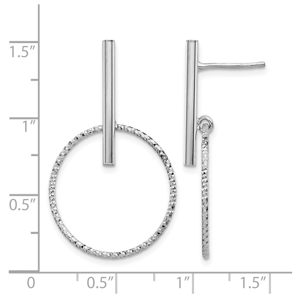 Leslie's Sterling Silver Rhodium Plated Radiant Essence Diamond Cut Post Dangle Earrings – Elegant Jewelry Gift for Birthday, Anniversary, Engagement, Wedding