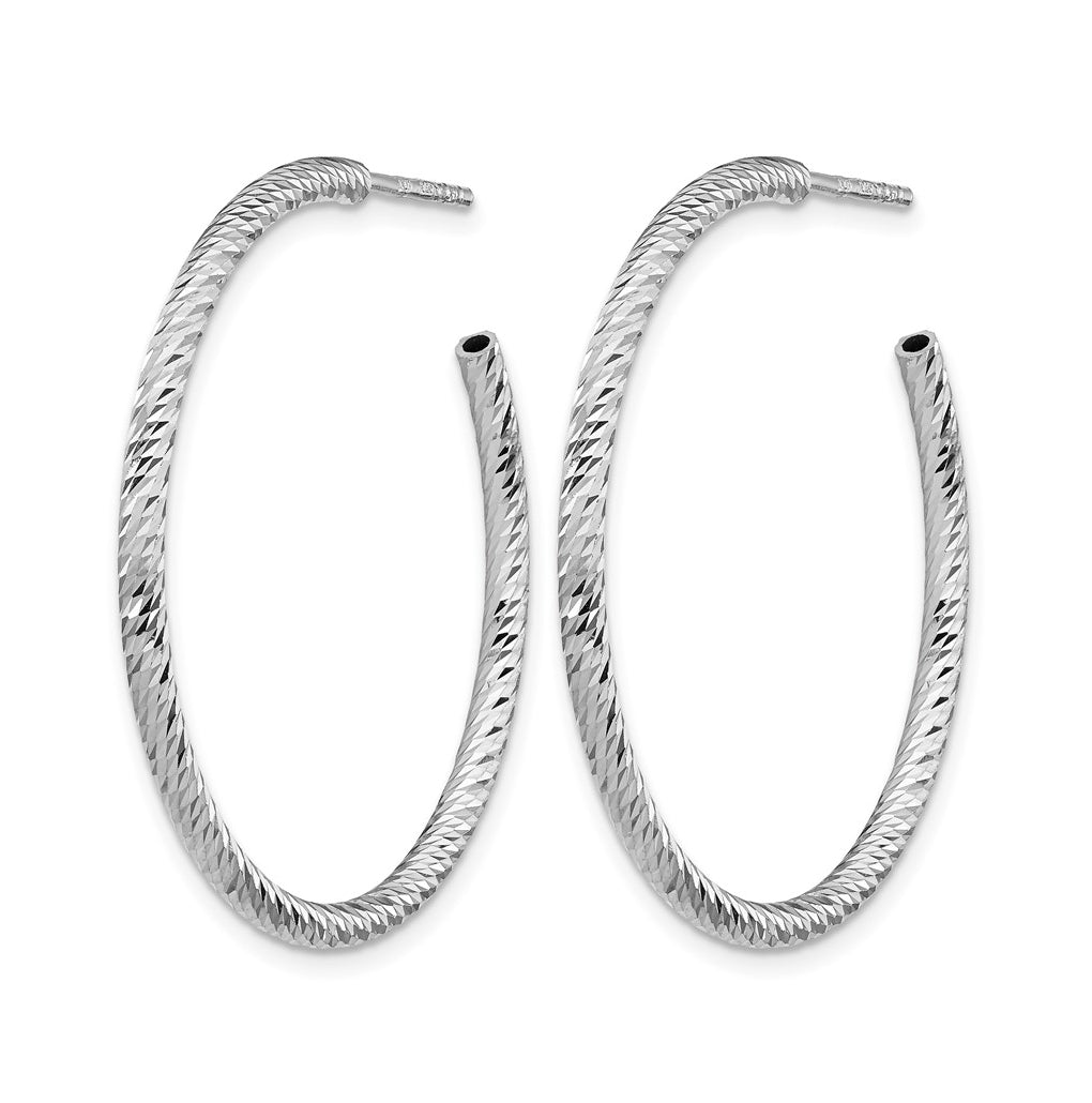 Leslie's Sterling Silver Rhod Radiant Essence Diamond Cut Post Dangle Earrings – Elegant Jewelry Gift for Birthday, Anniversary, Engagement, Wedding