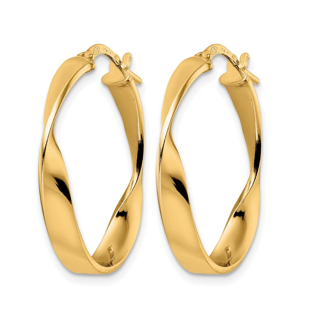 Sterling Silver Gold-plated Polished Oval Twisted Hoop Earrings