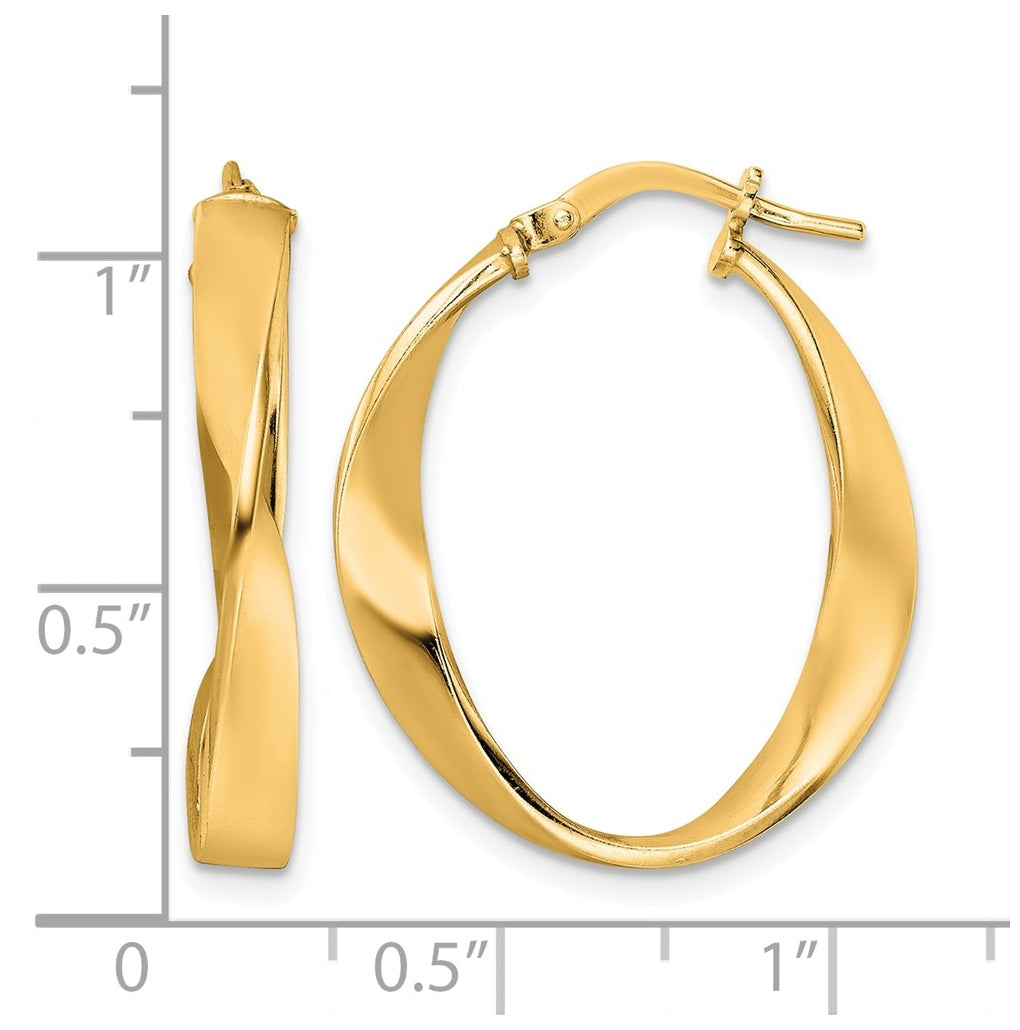 Sterling Silver Gold-plated Polished Oval Twisted Hoop Earrings