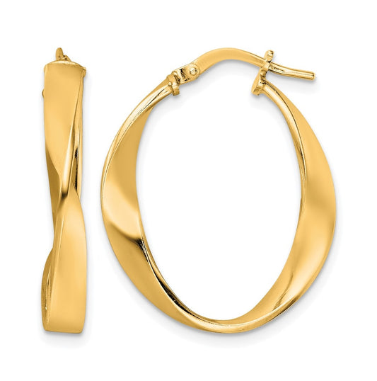 Sterling Silver Gold-plated Polished Oval Twisted Hoop Earrings