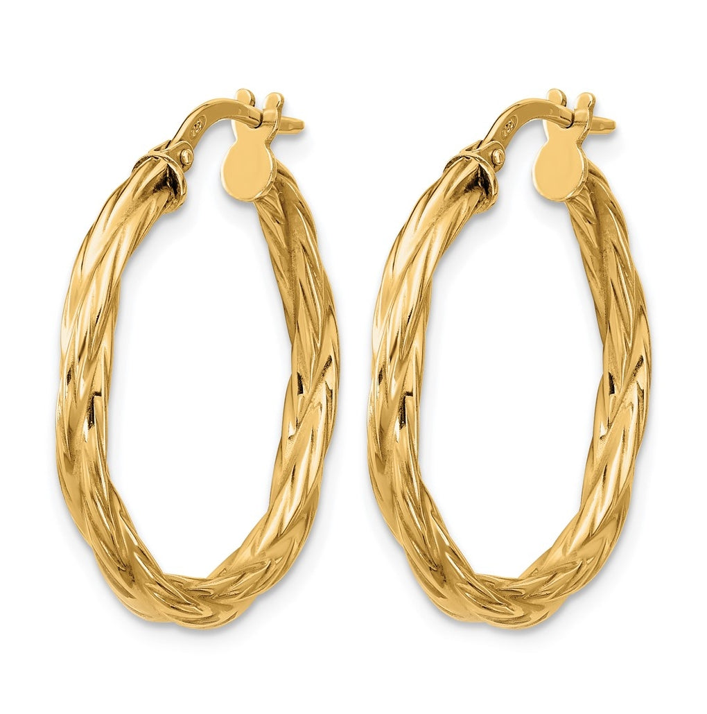 Sterling Silver Gold-plated Polished Twisted Hoop Earrings