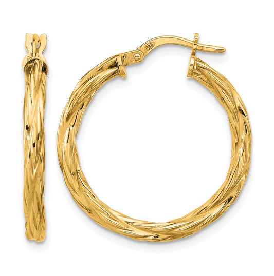 Sterling Silver Gold-plated Polished Twisted Hoop Earrings