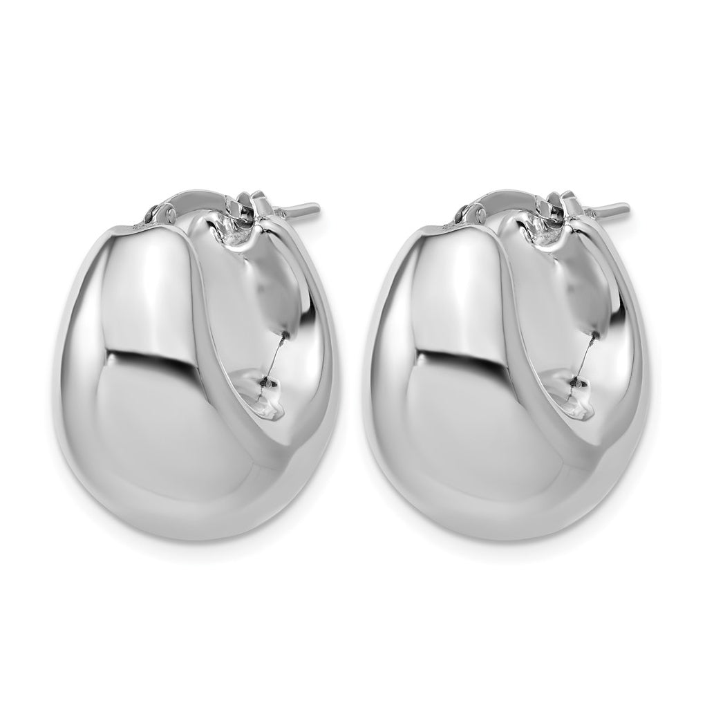 Sterling Silver Rhodium-plated Polished Puffed Hoop Earrings