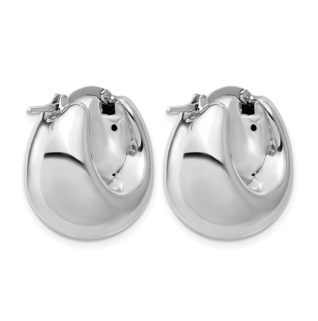 Sterling Silver Rhodium-plated Polished Puffed Hoop Earrings