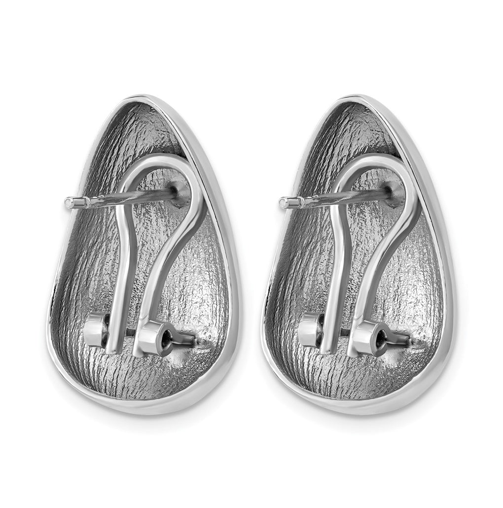 Sterling Silver Rhodium-Plated Polished Fancy Omega Back Earrings
