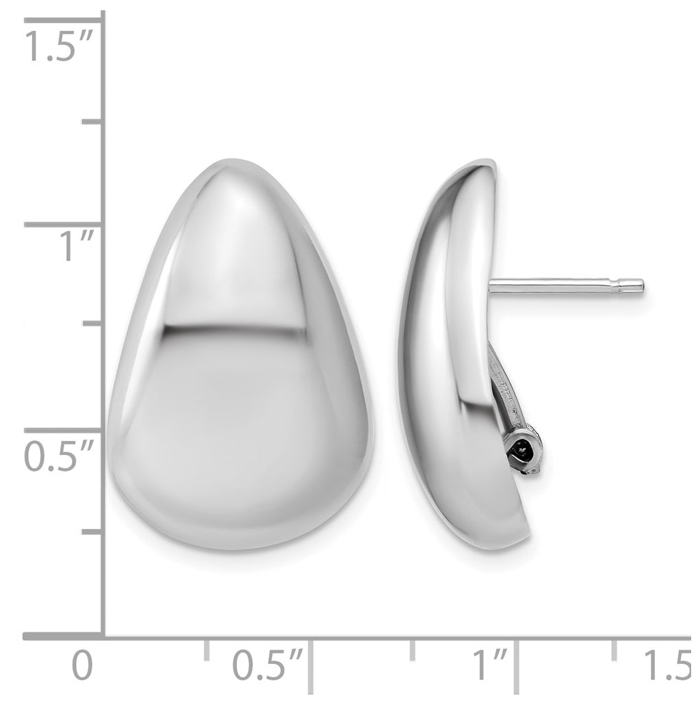Sterling Silver Rhodium-Plated Polished Fancy Omega Back Earrings