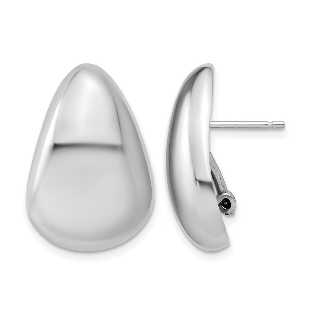 Sterling Silver Rhodium-Plated Polished Fancy Omega Back Earrings