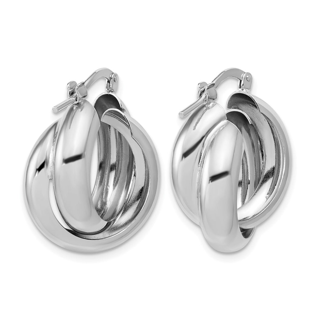 Sterling Silver Rhodium-Plated Polished Twisted Hoop Earrings
