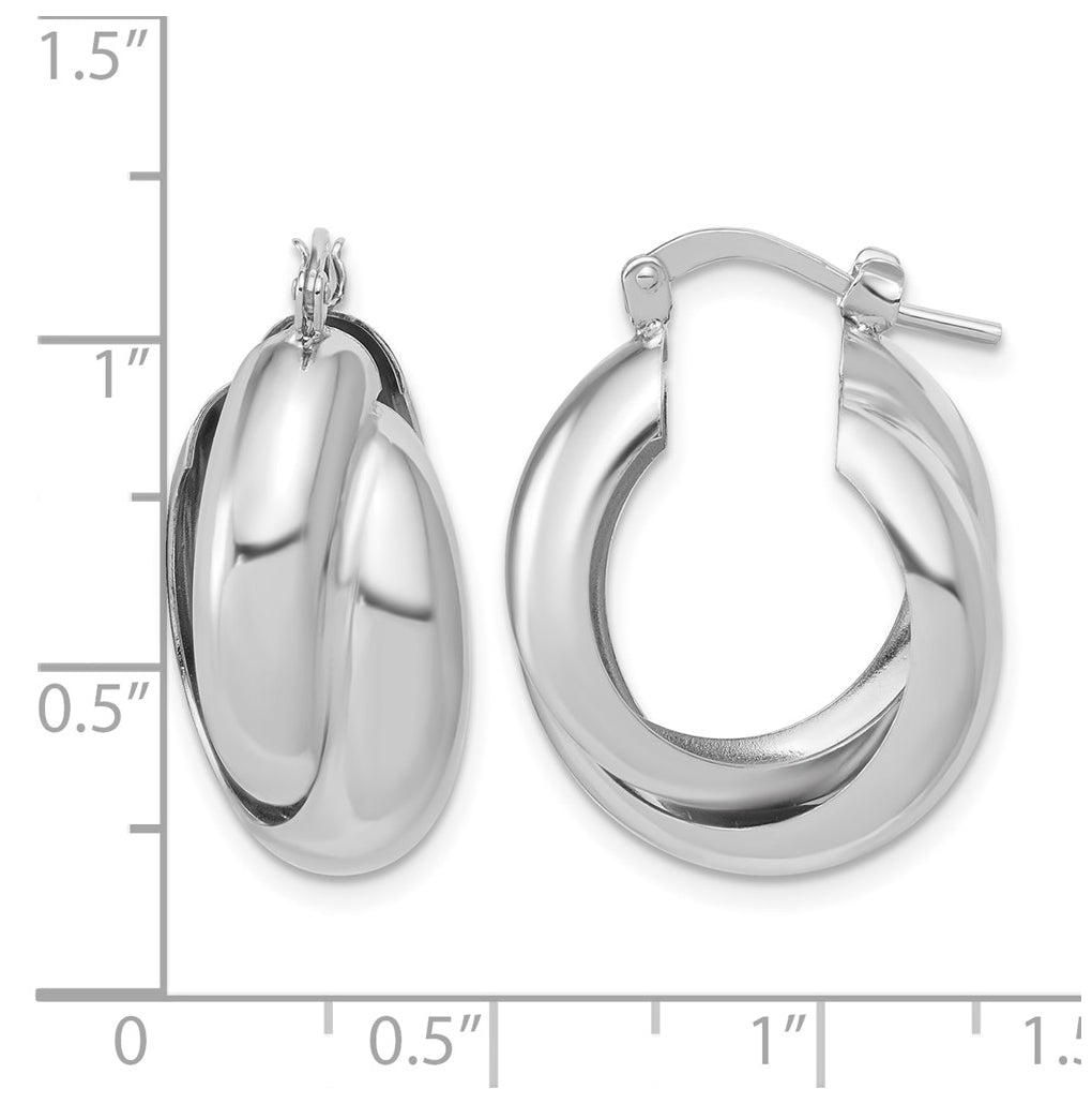 Sterling Silver Rhodium-Plated Polished Twisted Hoop Earrings