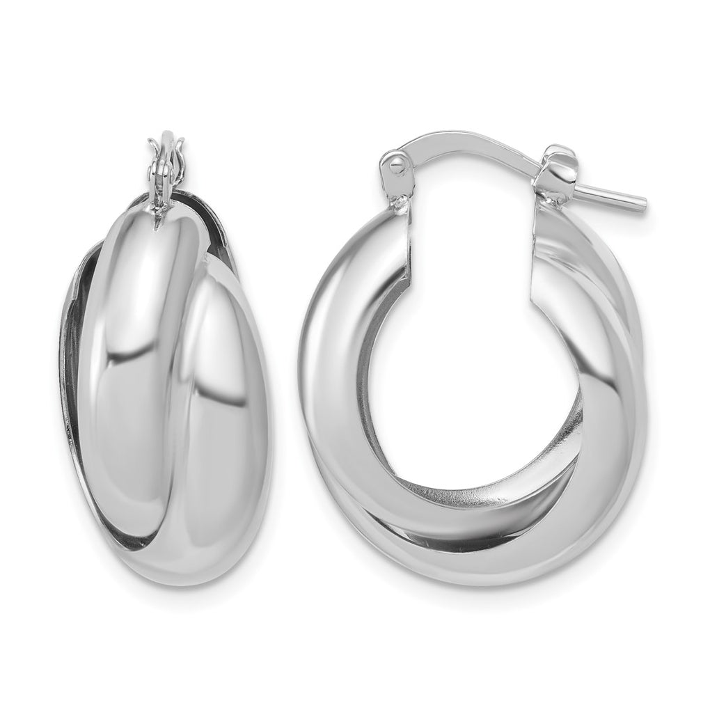 Sterling Silver Rhodium-Plated Polished Twisted Hoop Earrings