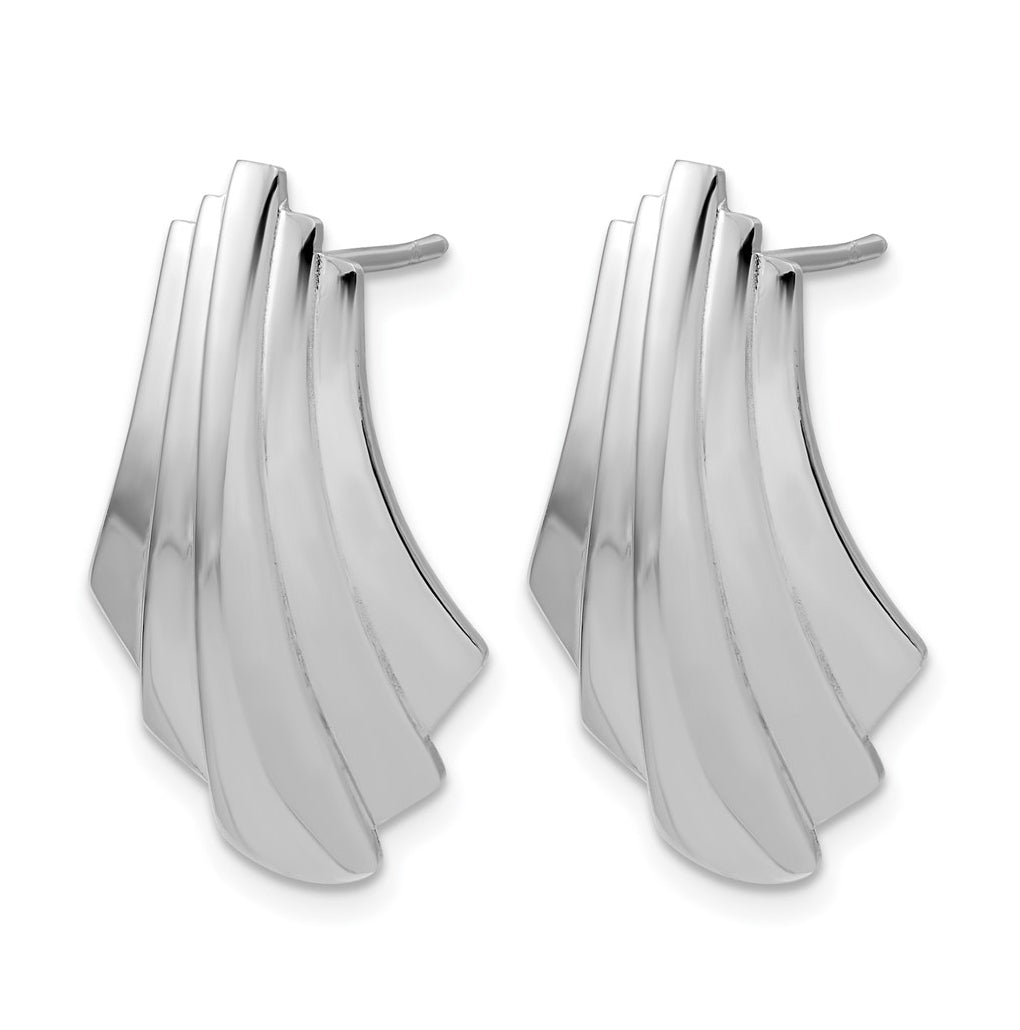 Sterling Silver Rhodium-Plated Polished Fancy Post Earrings