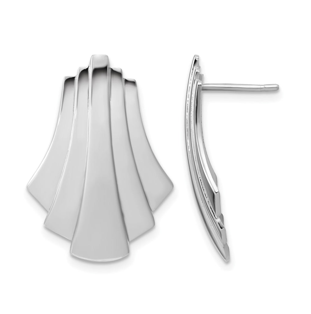 Sterling Silver Rhodium-Plated Polished Fancy Post Earrings