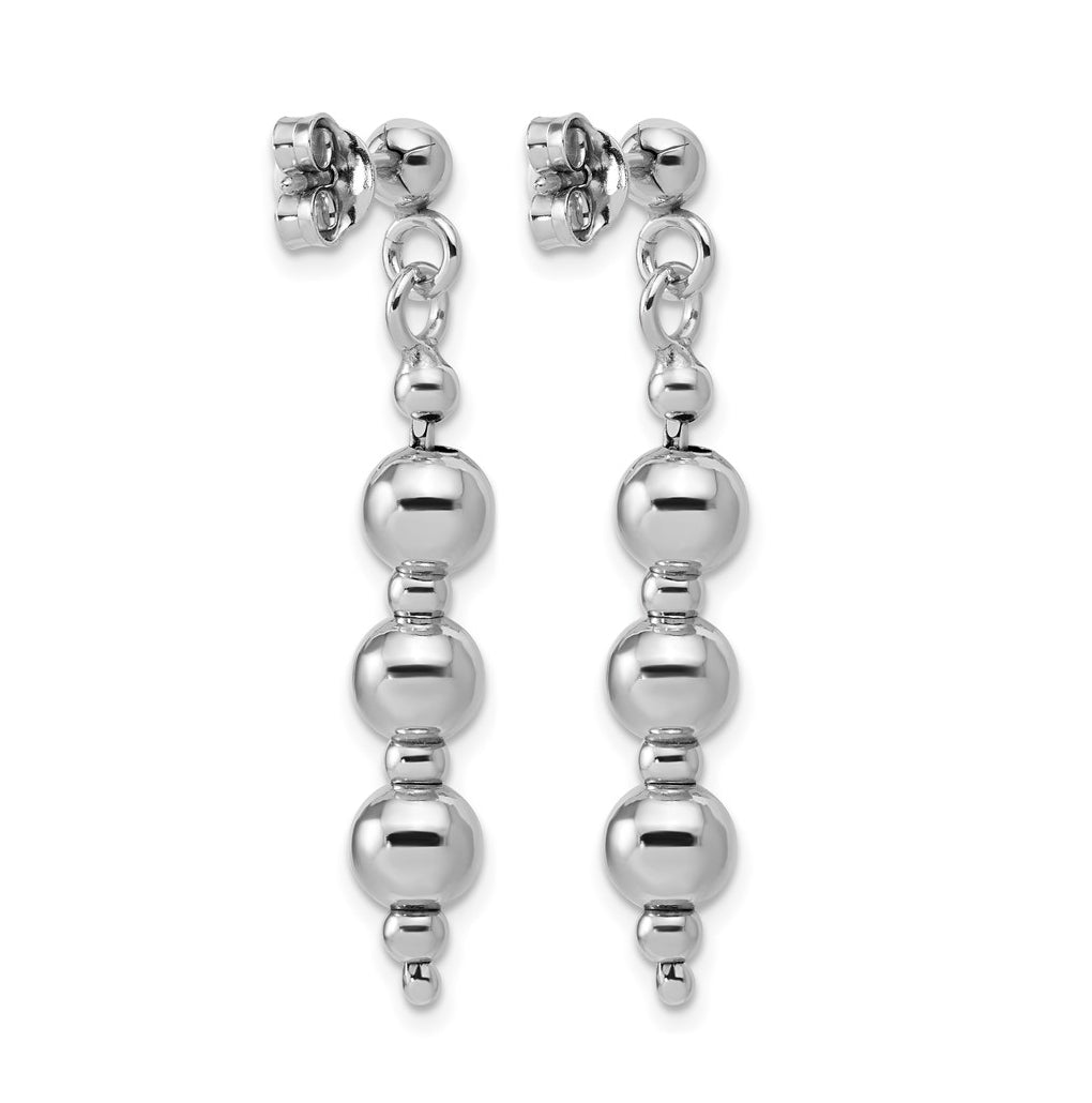Sterling Silver Rhodium-Plated Ball Dangle Post Earrings