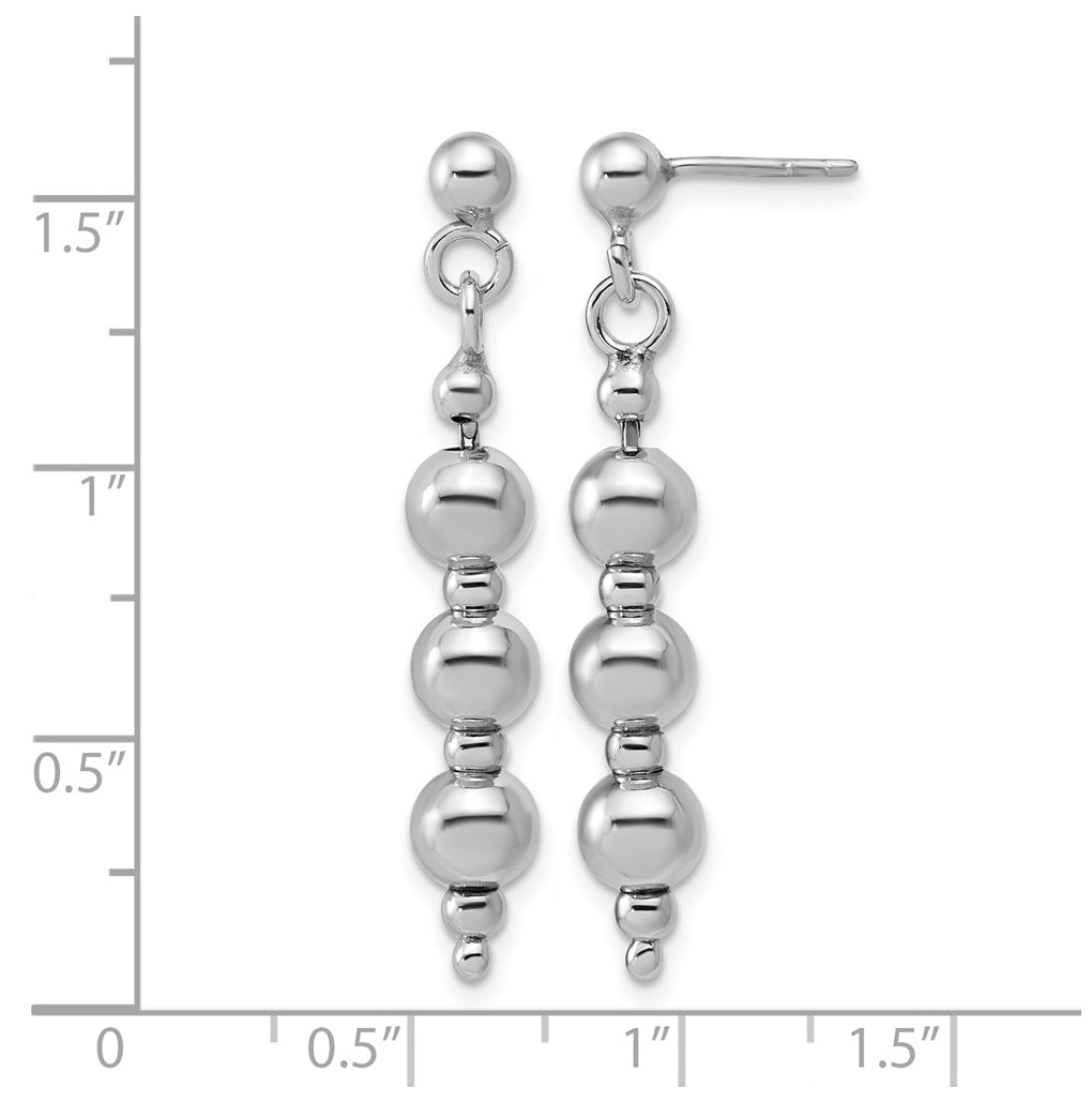 Sterling Silver Rhodium-Plated Ball Dangle Post Earrings