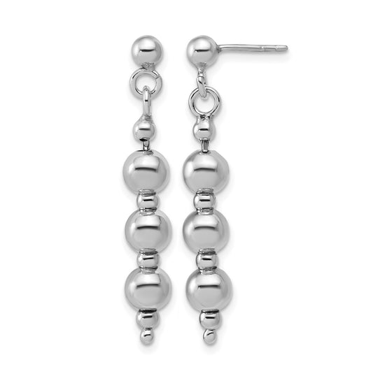Sterling Silver Rhodium-Plated Ball Dangle Post Earrings