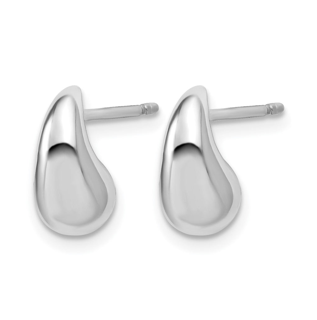 Sterling Silver RH-plated Polished Puffed Teardrop Post Earrings