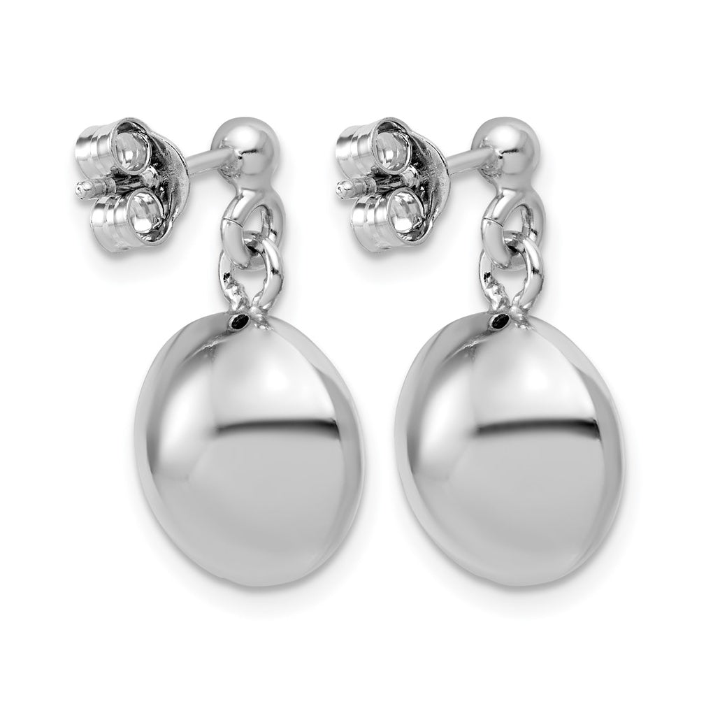 Sterling Silver RH-plated Polished Domed Post Dangle Earrings