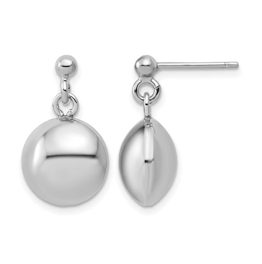 Sterling Silver RH-plated Polished Domed Post Dangle Earrings