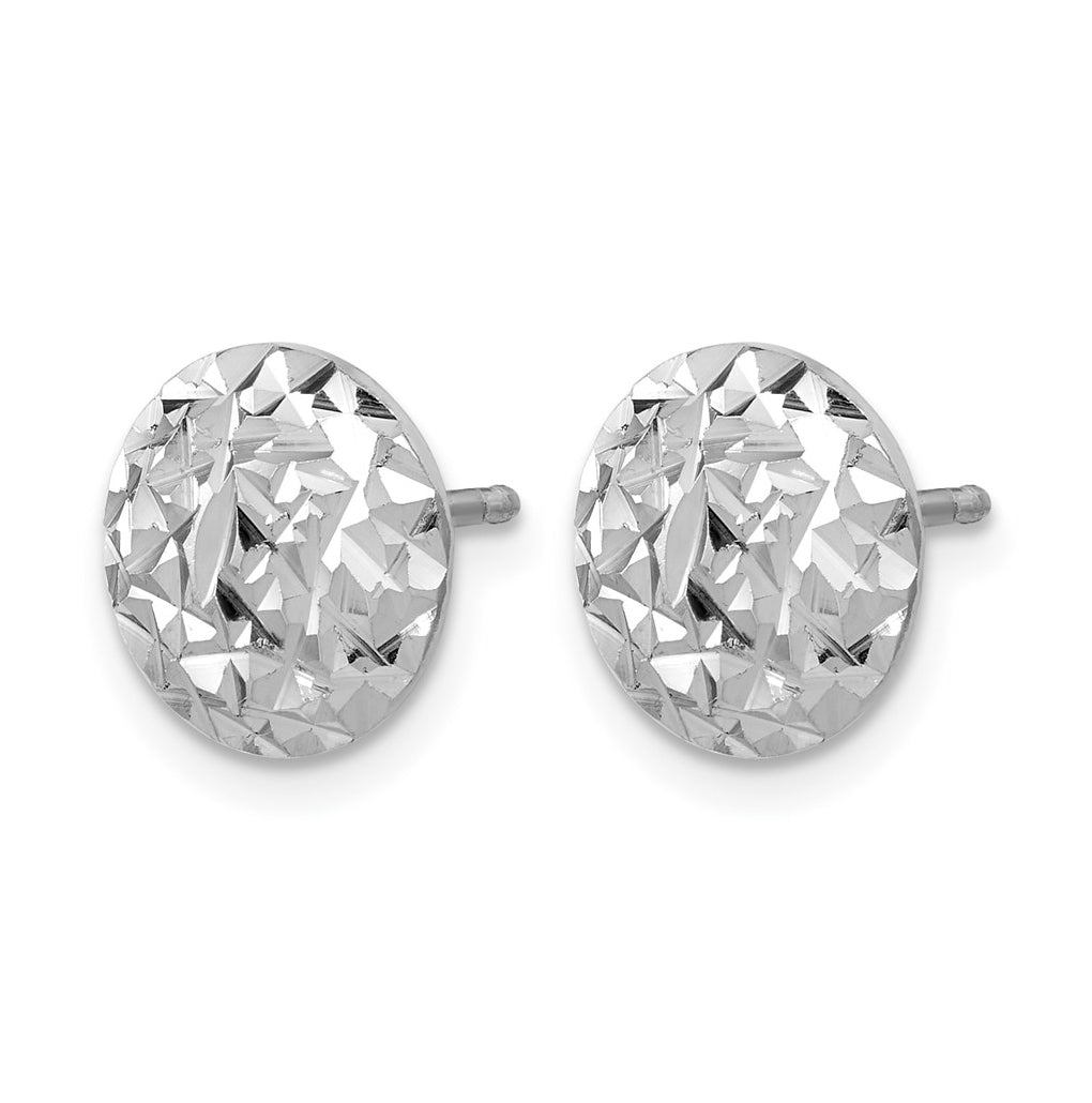 Sterling Silver RH-plated Polished and Diamond-cut Post Earrings