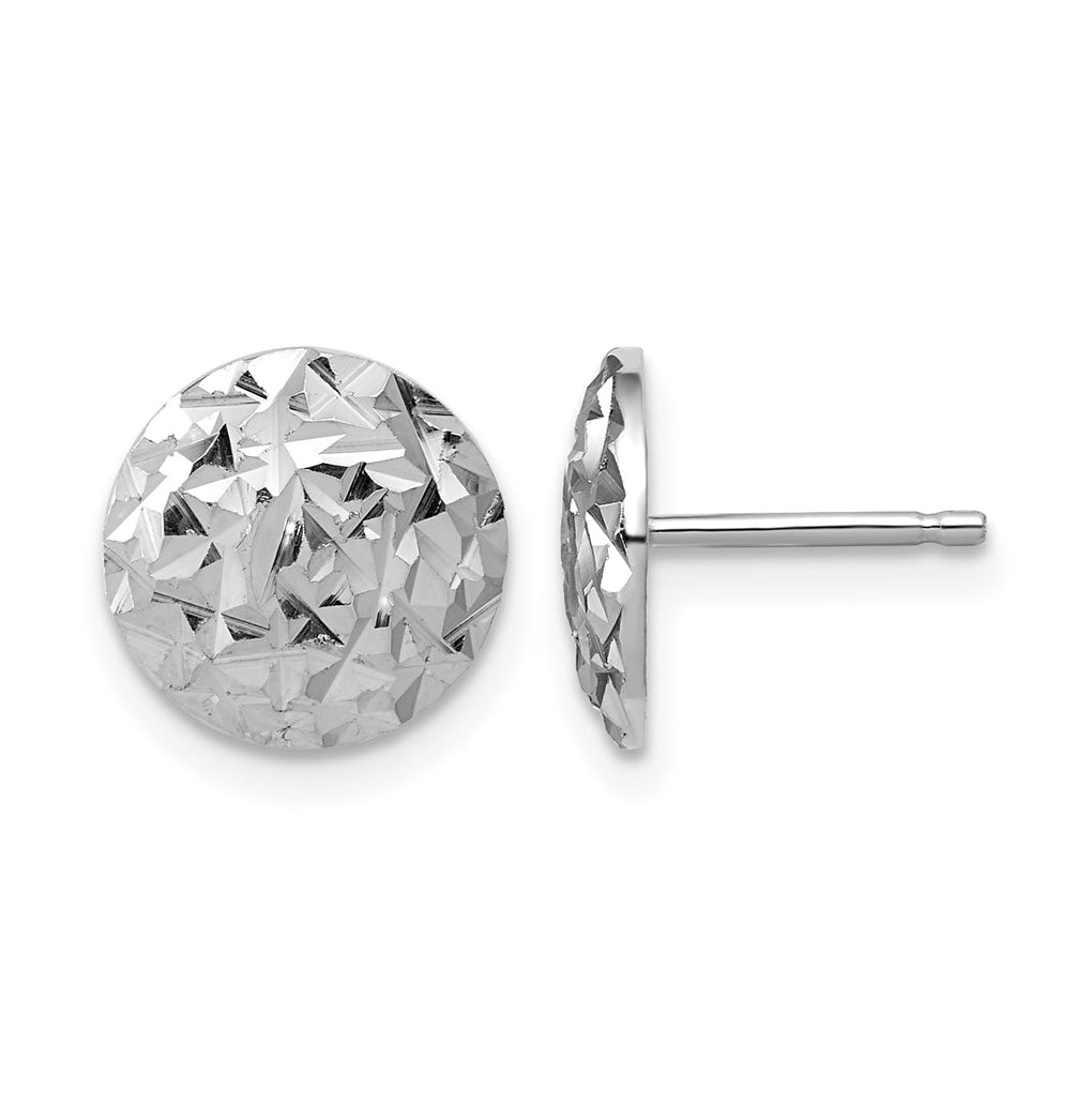 Sterling Silver RH-plated Polished and Diamond-cut Post Earrings