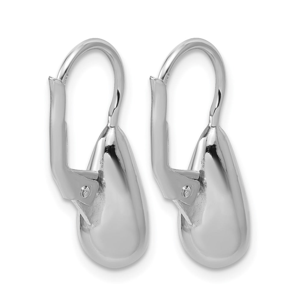 Sterling Silver RH-plated Polished Teardrop Leverback Earrings